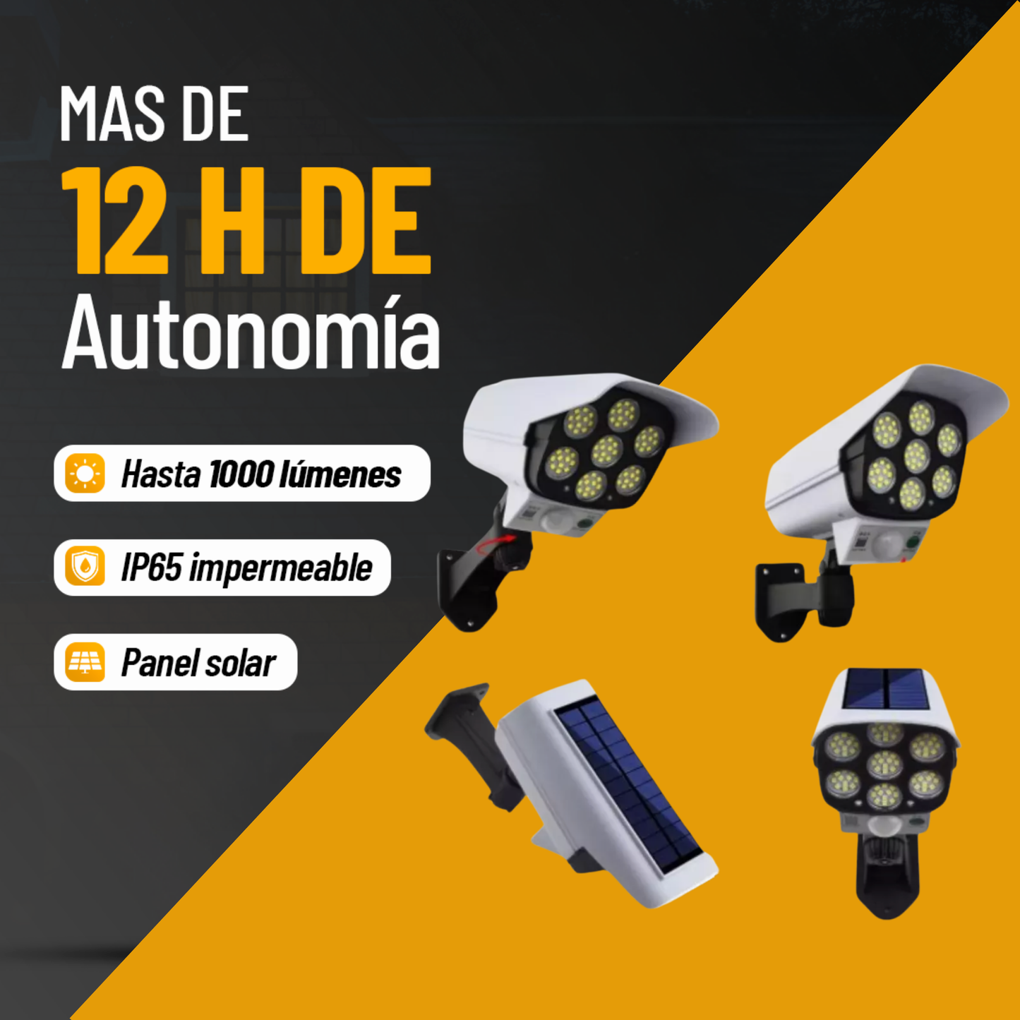 Simulador de Cámara Led Solar Check™ Con Panel Solar
