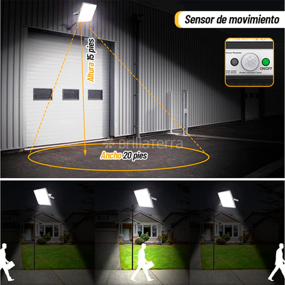 Foco Led Con Panel Solar Para Exteriores 100W