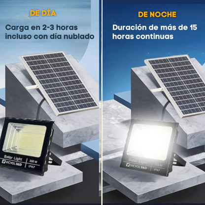 Foco Led Con Panel Solar Para Exteriores 100W