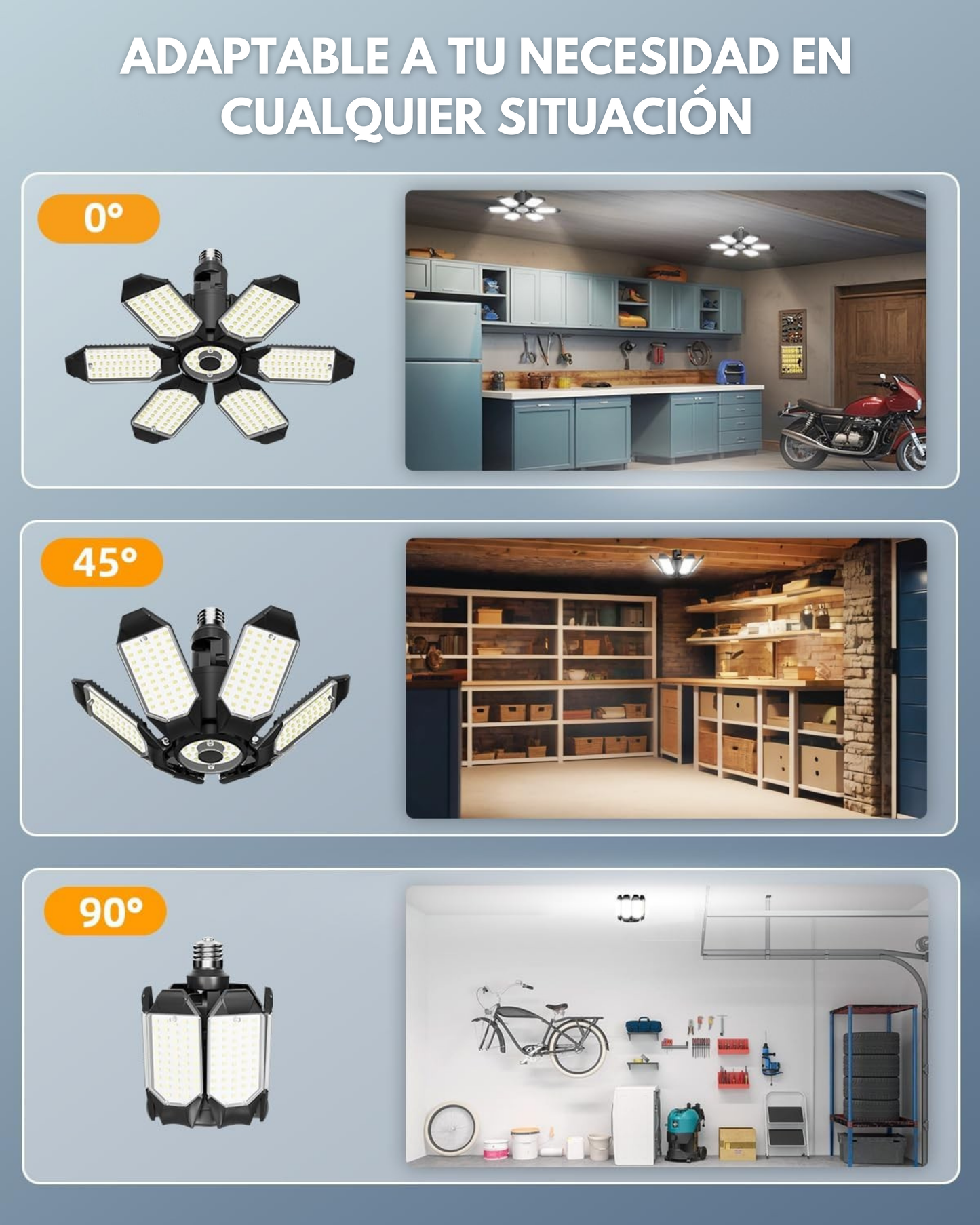 Lampara Solar y Eléctrica 6 Paneles | Interior y Exterior 400W