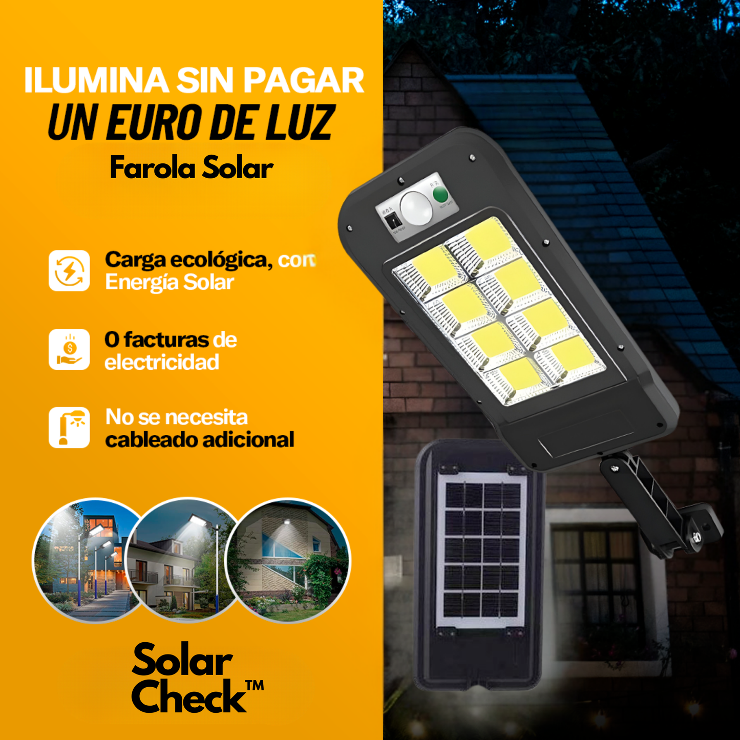 Lámpara Solar 400w | Modelo 2025 Solar Check™