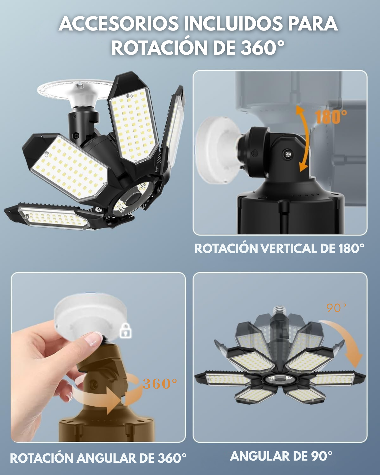 Lampara Solar y Eléctrica 6 Paneles | Interior y Exterior 400W