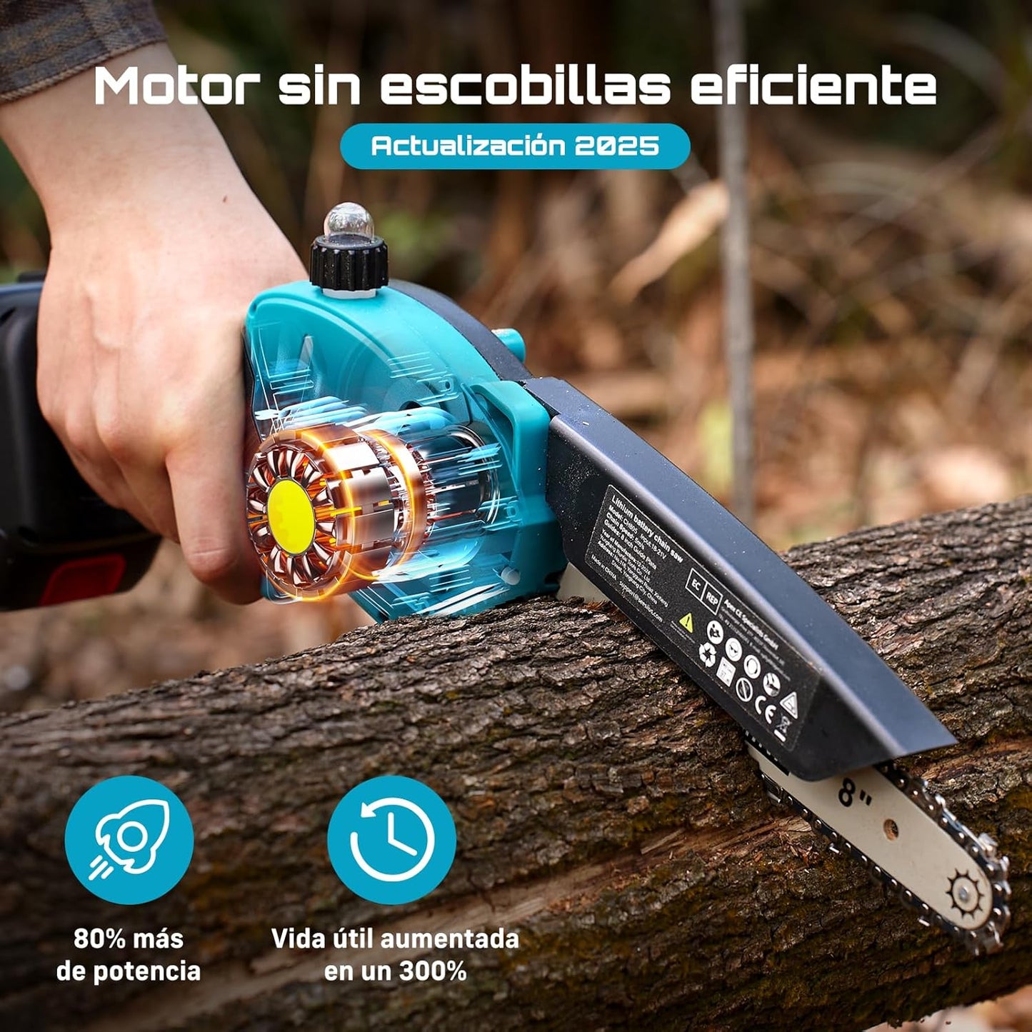 Mini motosierra inalámbrica SolarCheck™ Portátil para trabajos de jardinería y bricolaje