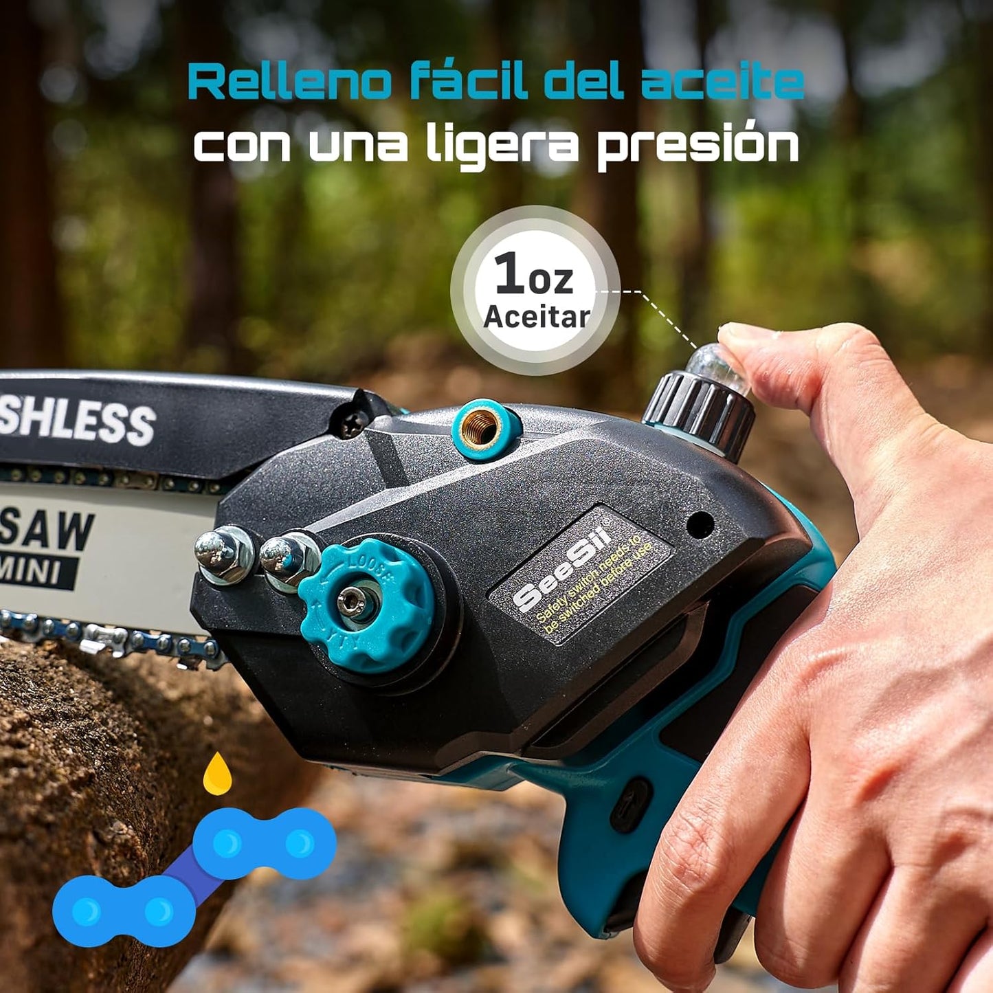 Mini motosierra inalámbrica SolarCheck™ Portátil para trabajos de jardinería y bricolaje